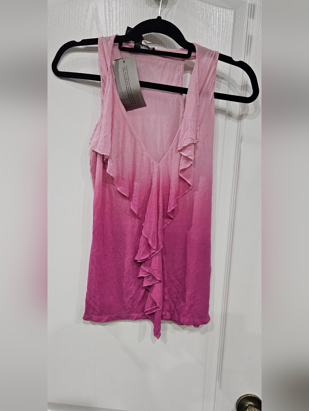 Kenneth Cole Pink Ombre Ruffle Tank Top